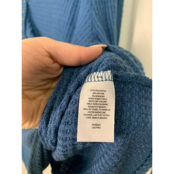 C.A.S.L.O.N Blue‎ Ensign Waffle Knit V-Neck Sweater Top Size XXL - Picture 4 of 5